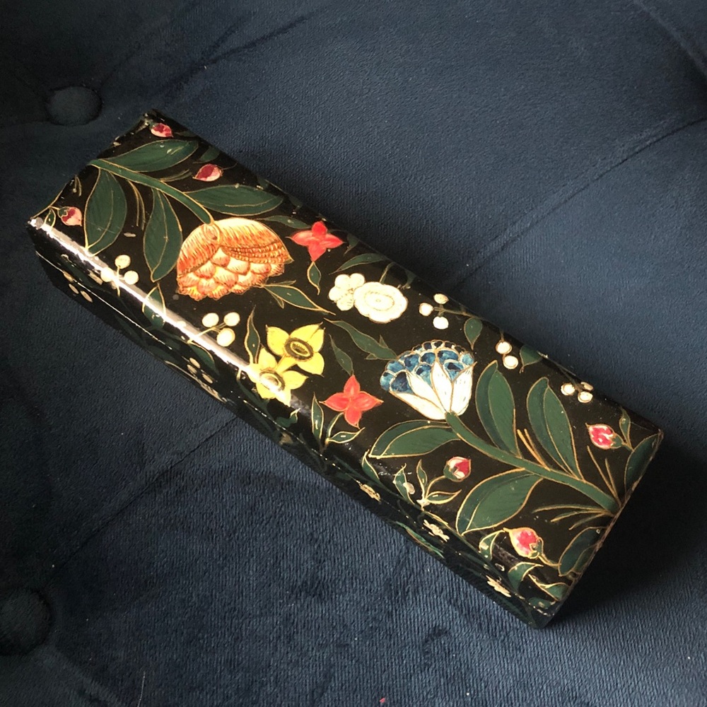 Vintage handmade pencil box.  Made in Kashmir India.